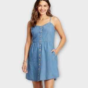 Maurices chambray button front mini pocket dress XS
